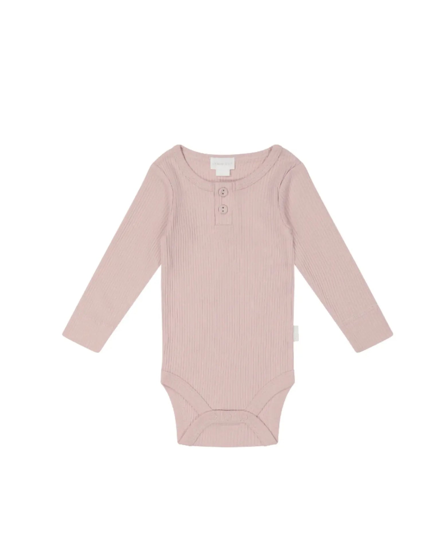 Organic Cotton Modal Long Sleeve Bodysuit - Powder Pink