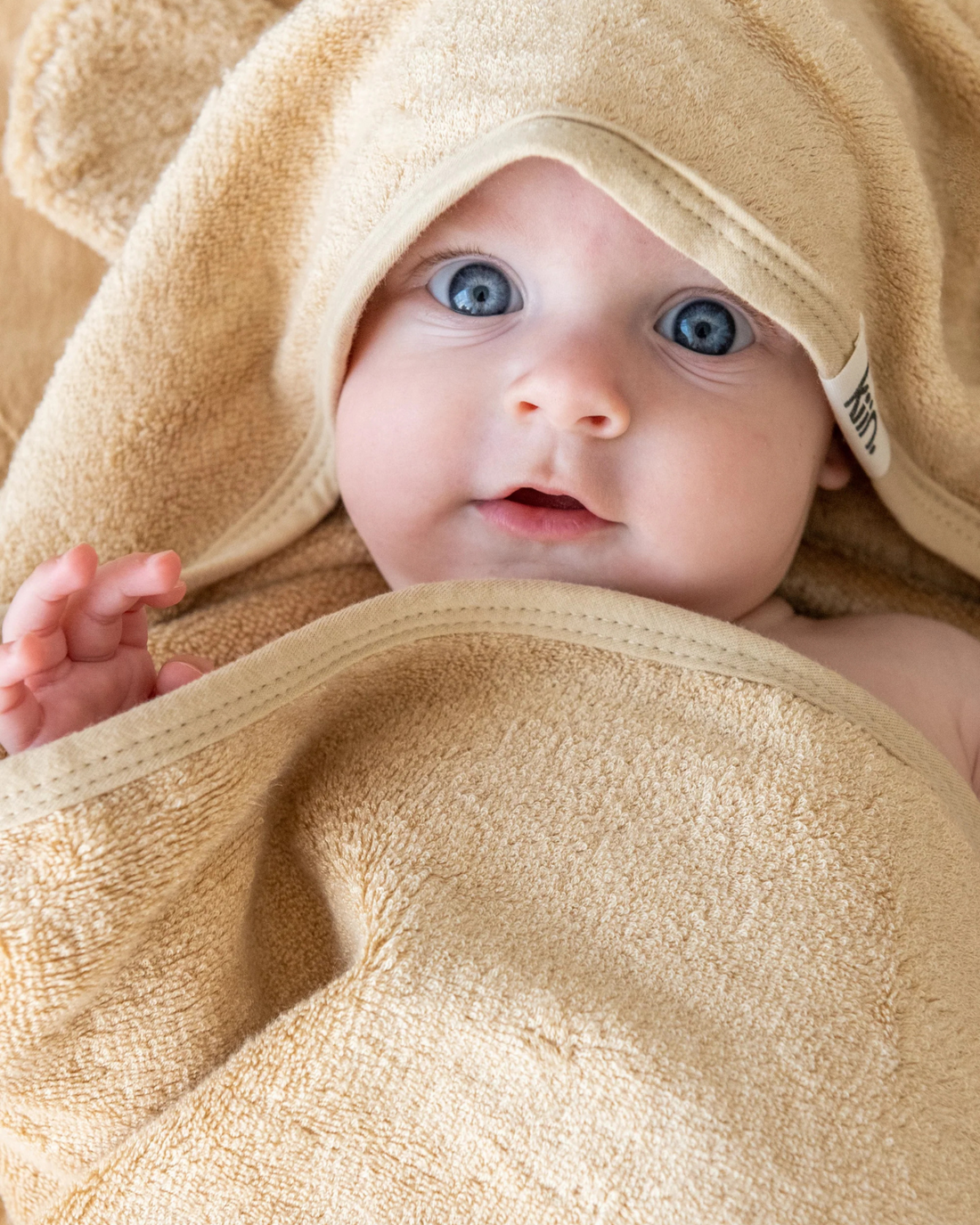 Hooded Baby Bath Towel in Oat by Kiin 