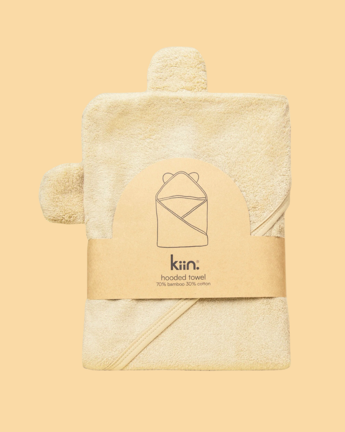 Hooded Baby Bath Towel in Oat by Kiin 