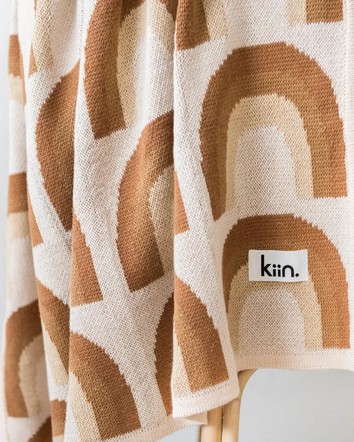 Organic Cotton Knitted Rainbow Baby Blanket by Kiin
