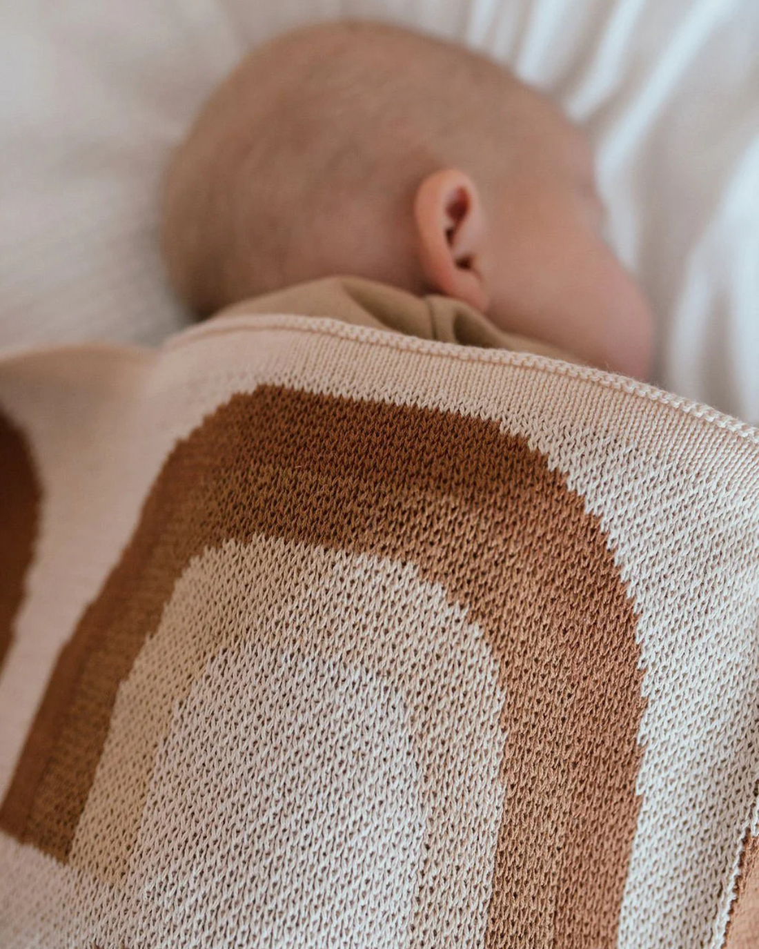 Organic Cotton Knitted Rainbow Baby Blanket by Kiin