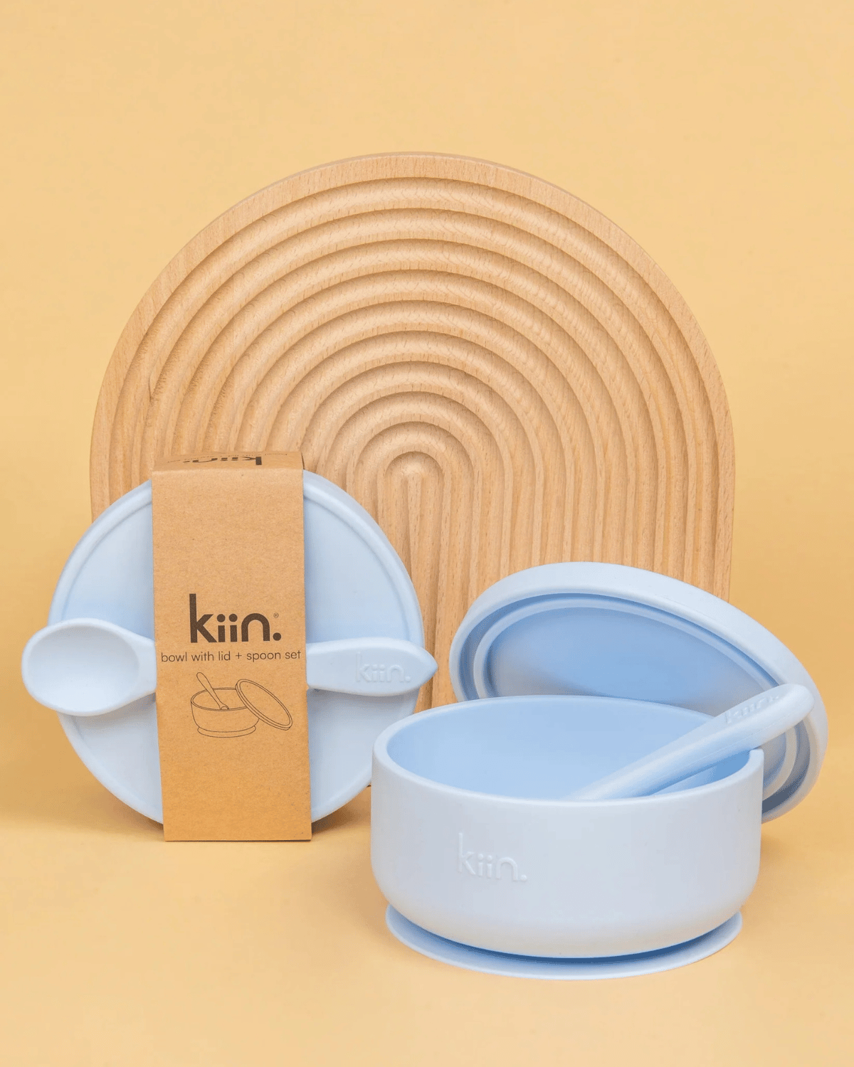 Kiin Baby Silicone Suction Bowl with Lid &amp;amp; Spoon Set - Pastel Sky ✨