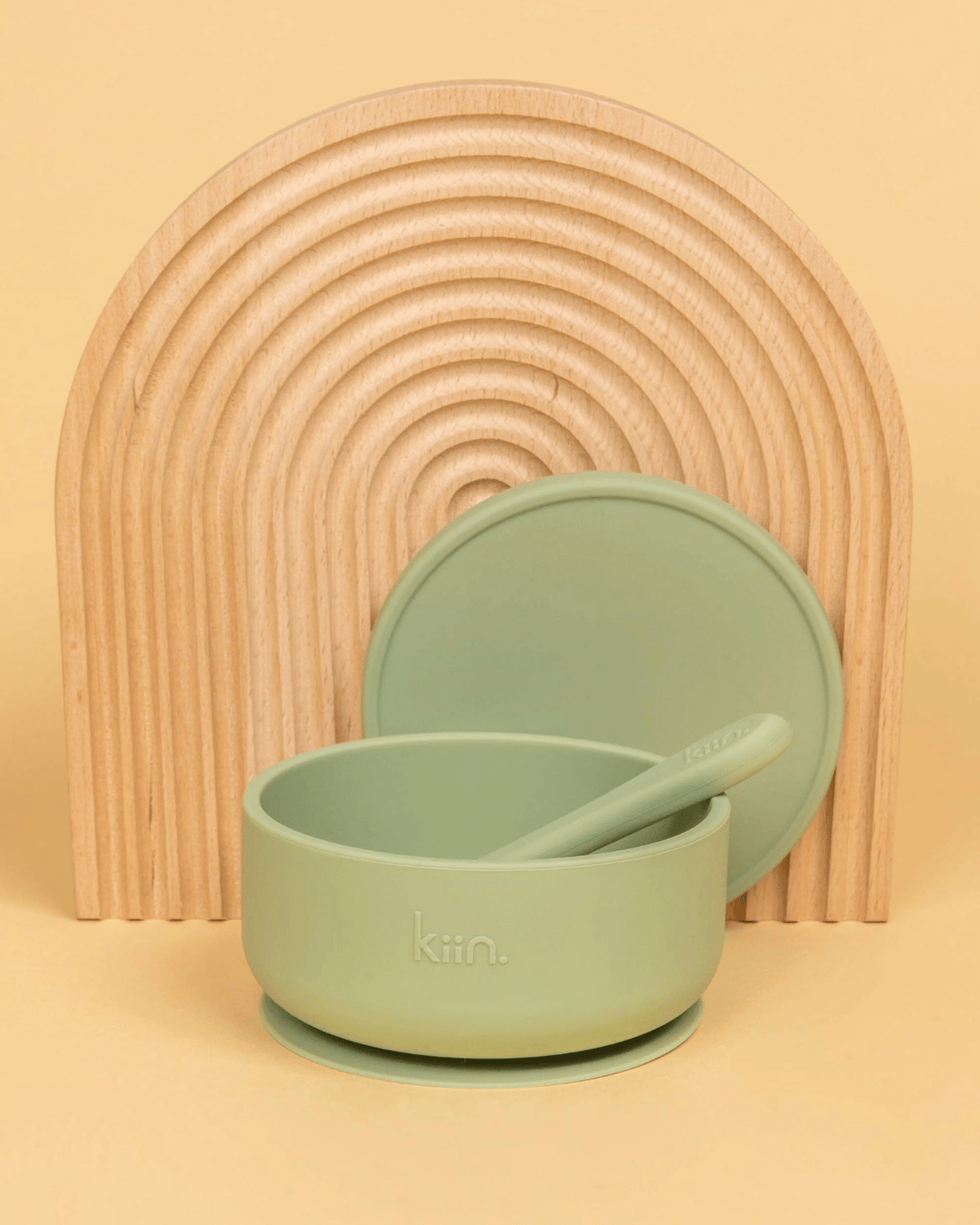 Silicone Suction Bowl with Lid &amp; Spoon Set - Sage