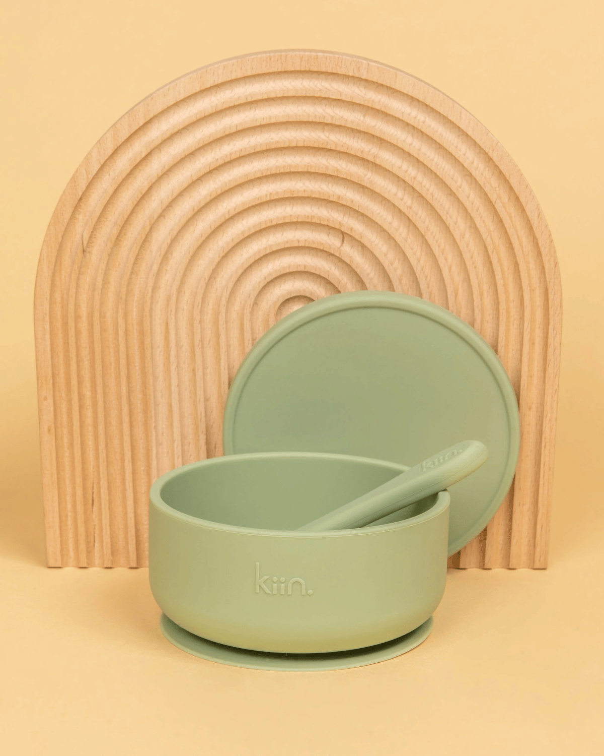 Silicone Suction Bowl with Lid &amp; Spoon Set - Sage