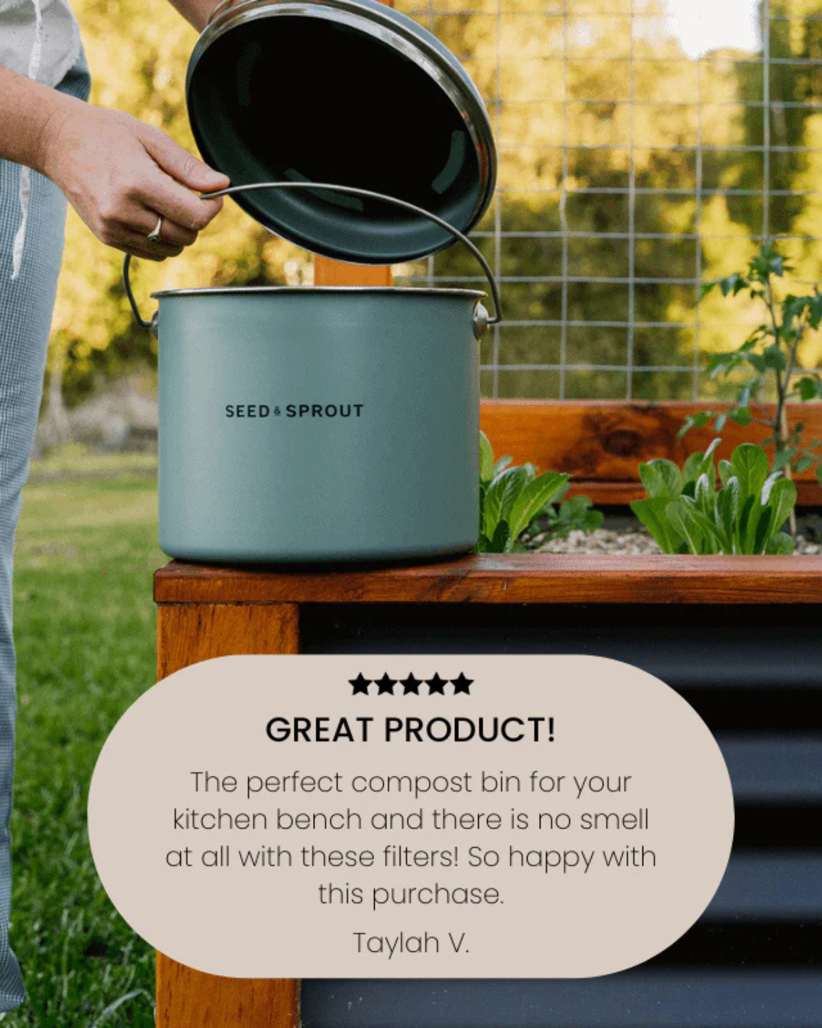 Seed &amp; Sprout Kitchen Compost Bin - Eucalyptus 