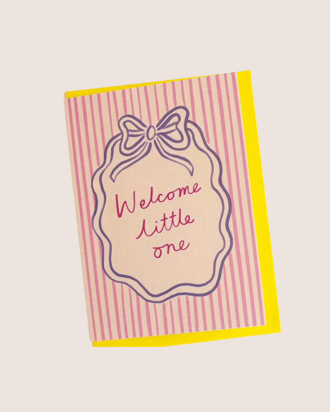Greeting Card - Welcome Little One Regency Bow Border