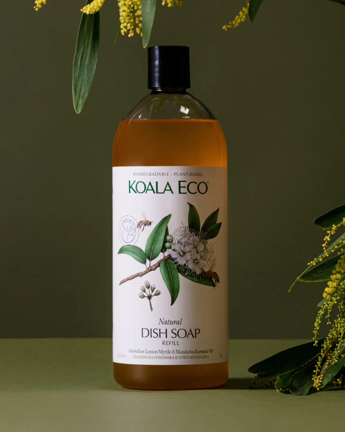 Natural Dish Soap by Koala Eco - Lemon Myrtle &amp;  Mandarin (1L Refill).