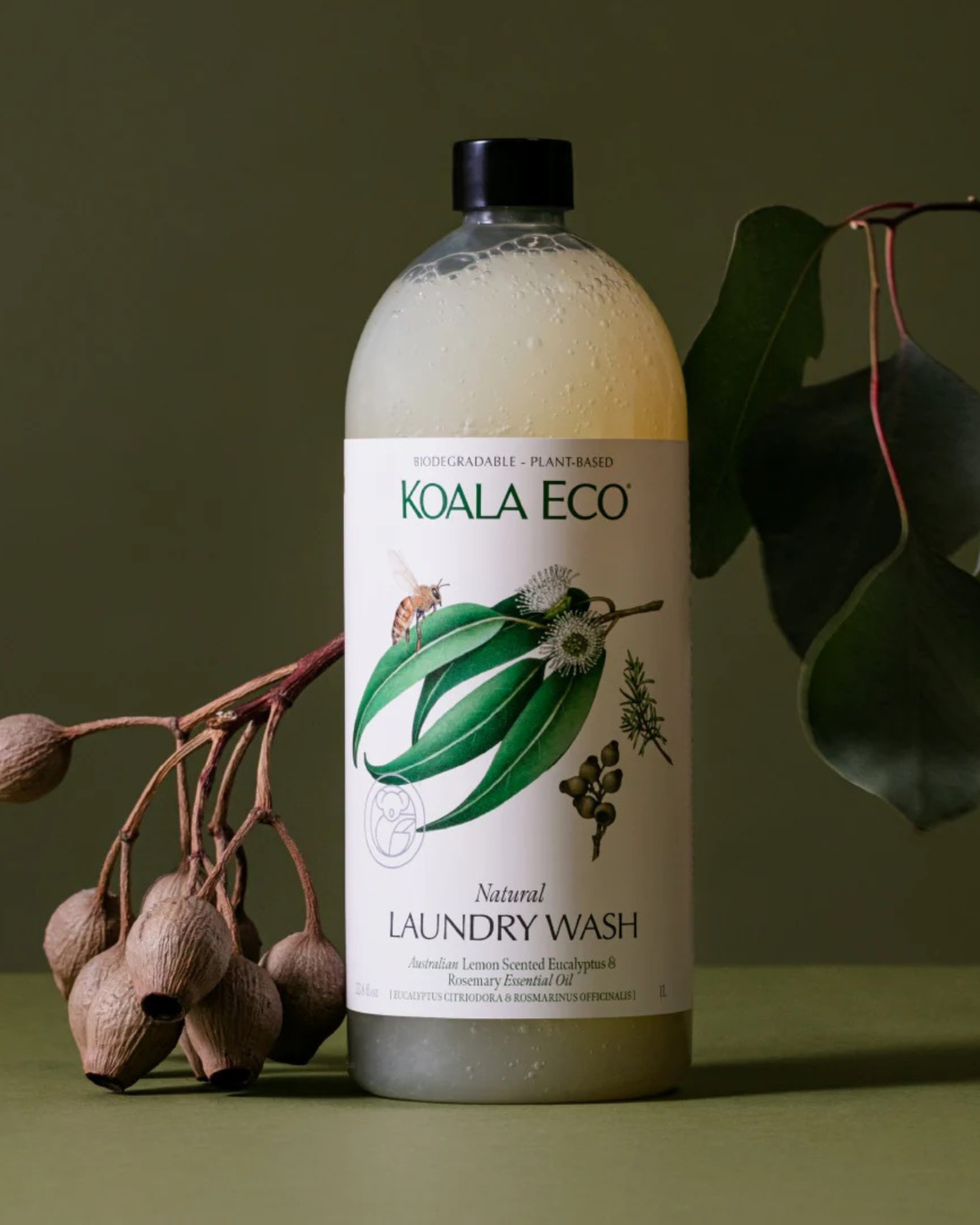 Natural Laundry Wash by Koala Eco - Lemon Scented Eucalyptus &amp; Rosemary (1L Refill)