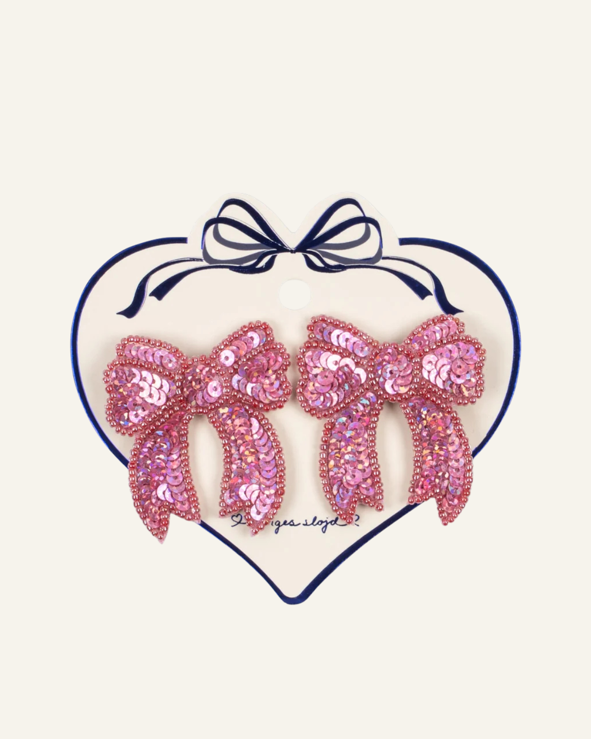 Sequin Bow Hair Clip 2pk - Rose by Konges Sløjd