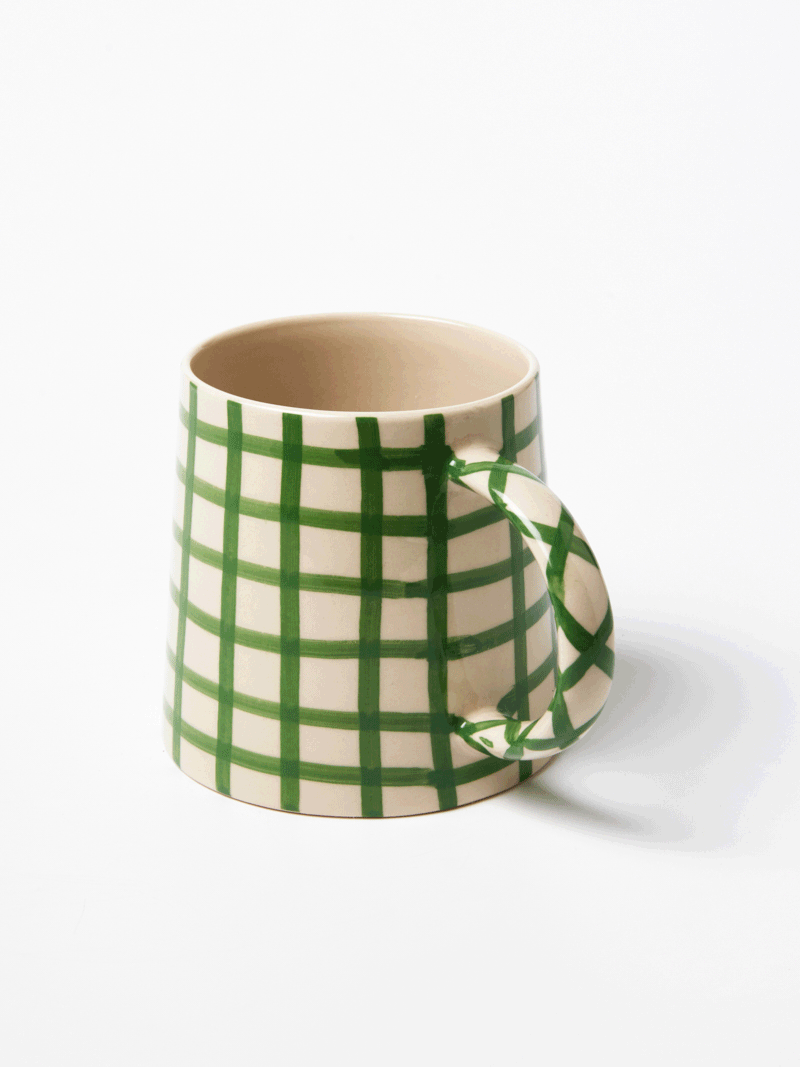 Larder Check Mug - Green by Jones &amp; Co 