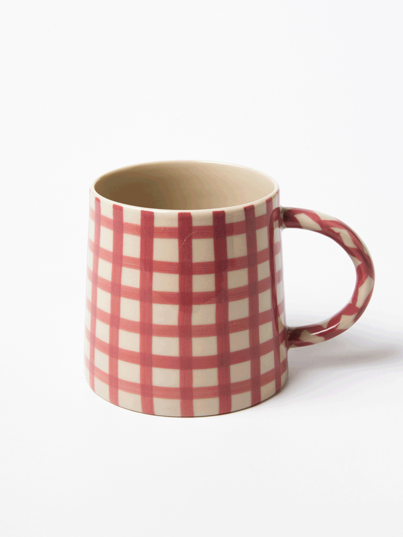 Larder Check Mug - Pink by Jones & Co