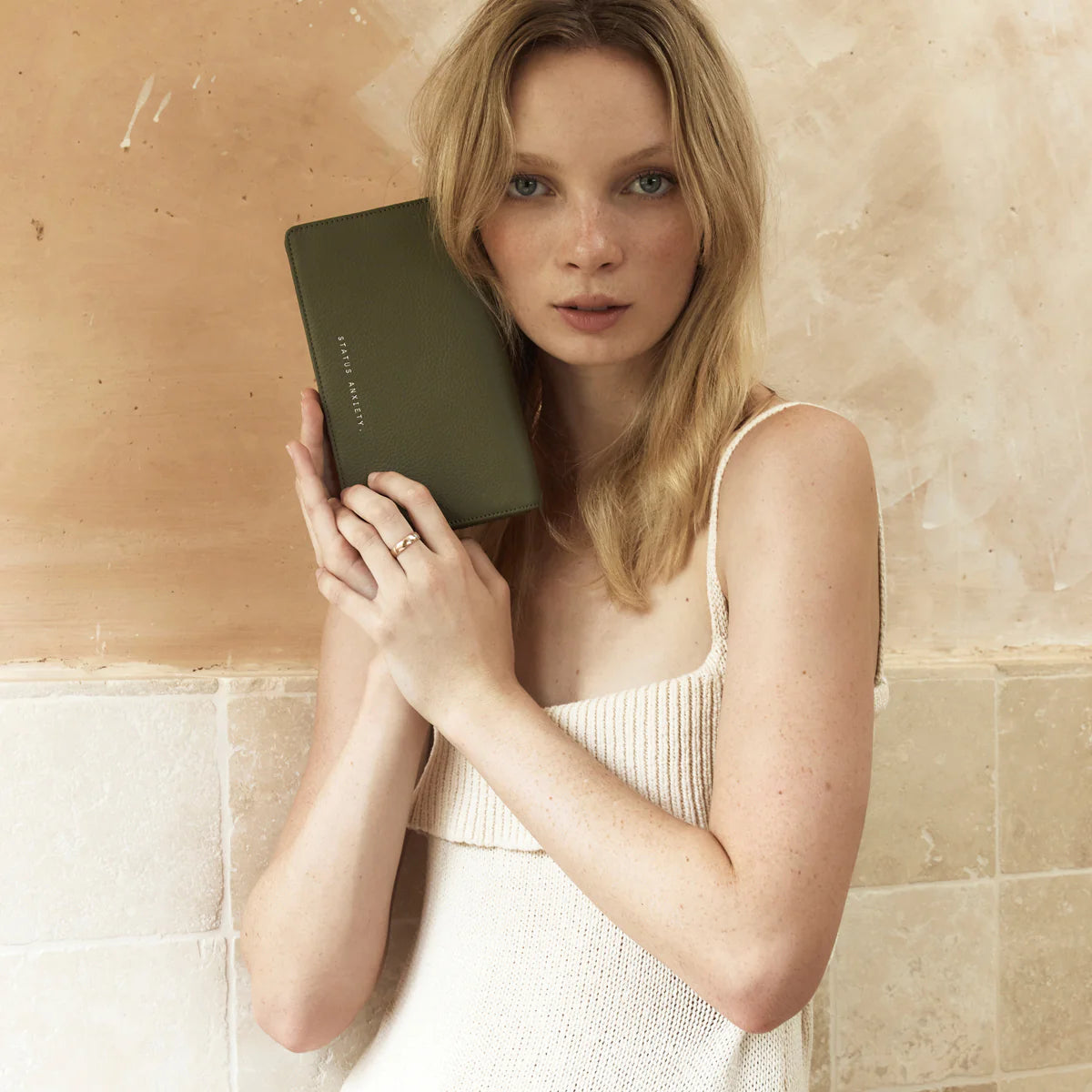 Status Anxiety Living Proof Leather Wallet - Khaki 