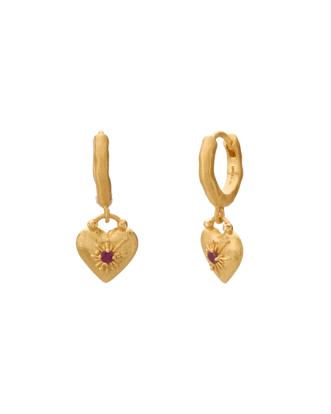 Love You Small Heart Huggie Earrings (Gold) by Murkani 
