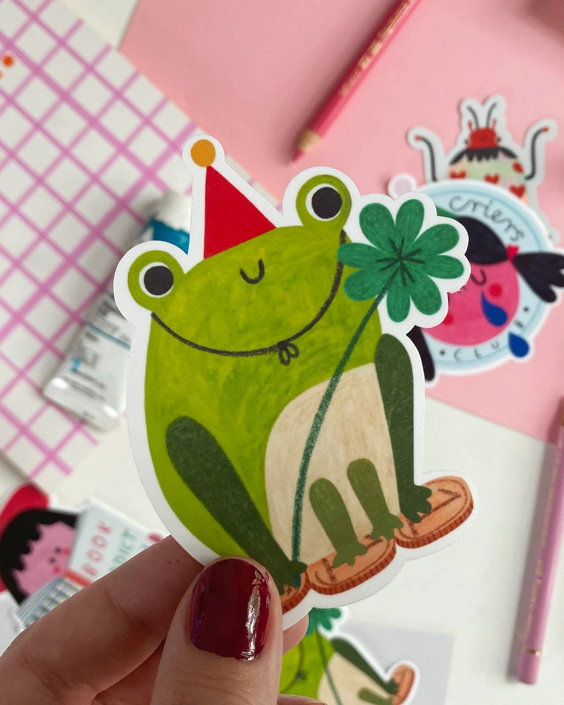 Lucky Frog Sticker by Daria Solak Illustrations