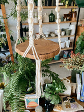 Macrame Hanging Planter - Crystal Ball, Hardwood Base, Natural Colour - Muswellbrook Indoor Plants Polly & Co