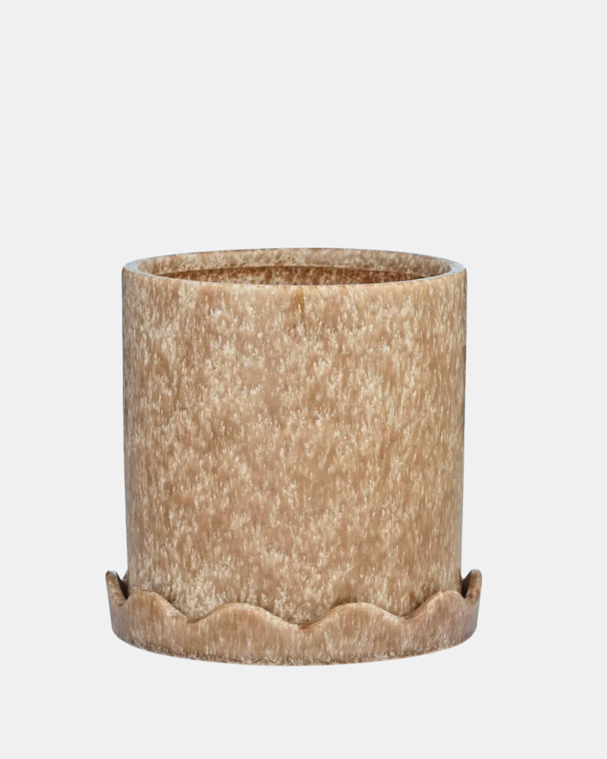 Macy Ceramic Planter with scalloped edge saucer 