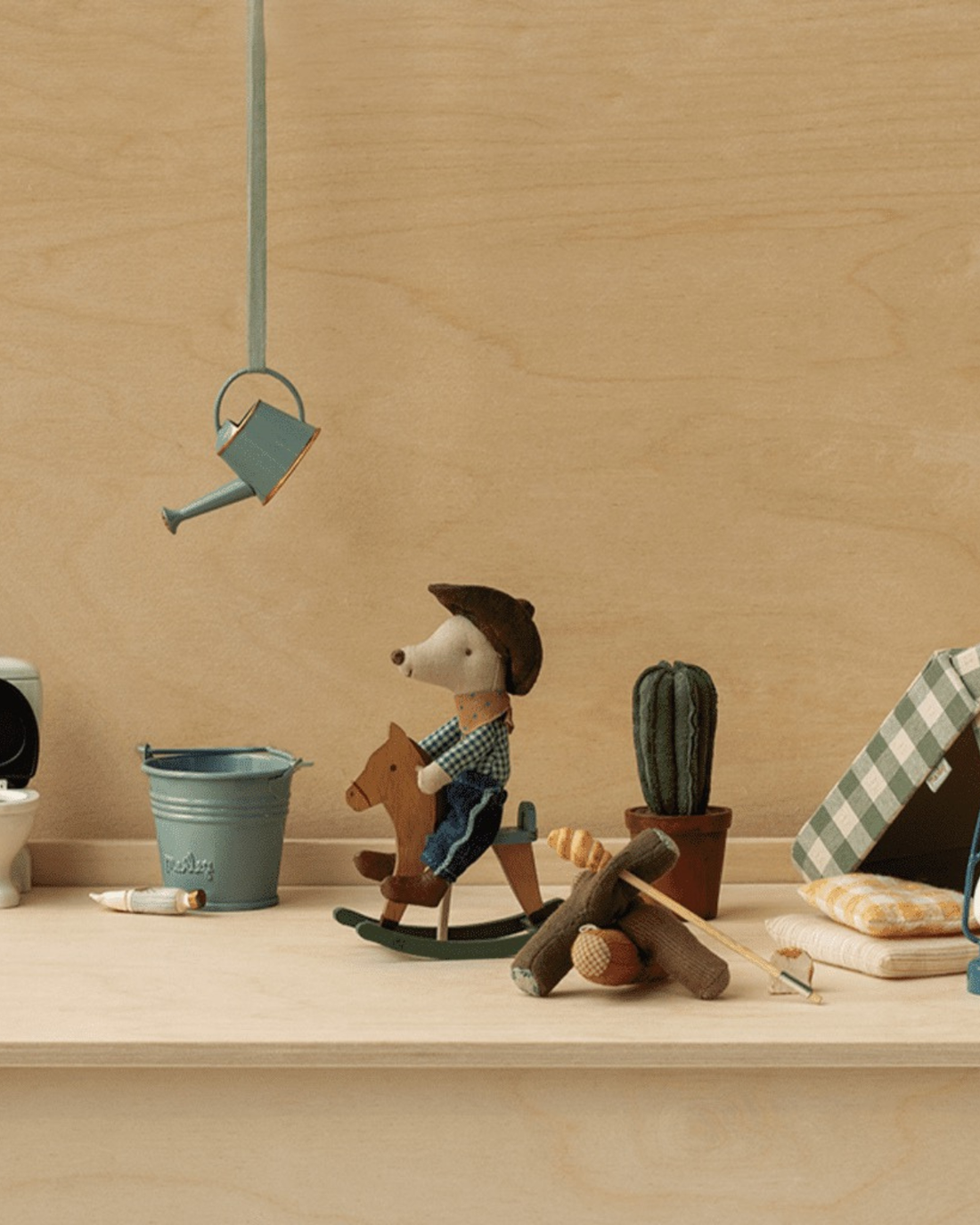 Maileg Cowboy Mouse on Rocking Horse