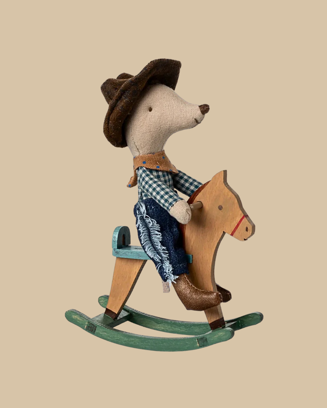 Maileg Cowboy Mouse on Rocking Horse
