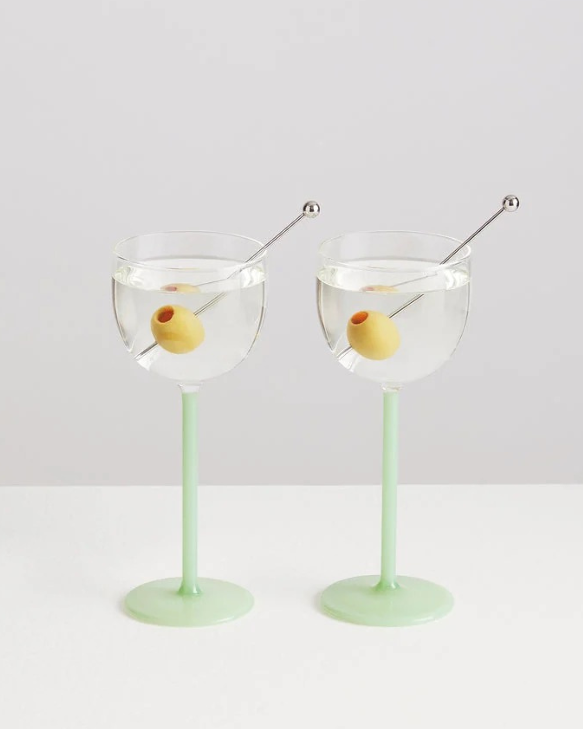MAISON BALZAC ❘ 2 Nick &amp; Nora Glasses - Mint &amp; Clear