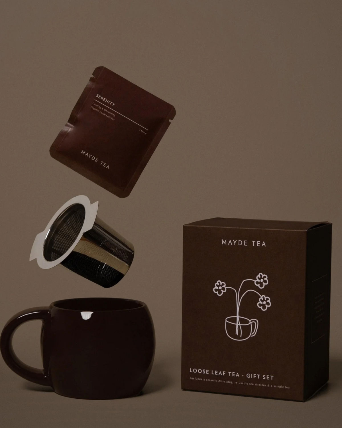 Mayde Tea - Mug Gift Set - Chocolate Brown