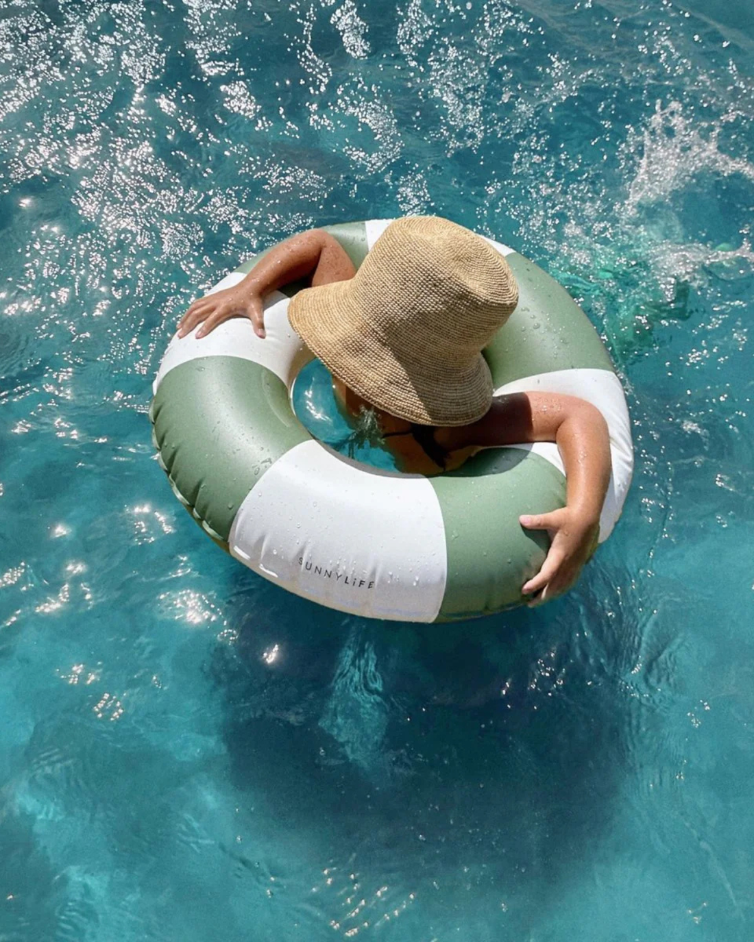 Mini Tube Pool Ring - Olive Stripe by SUNNYLiFE