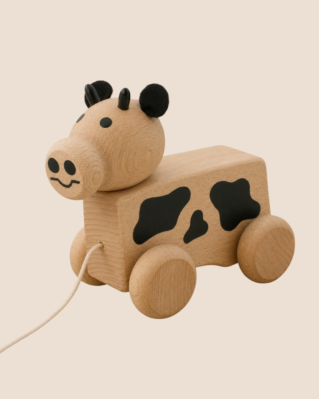 Wooden Pull Along Cow - Maisie by Miva Vacov