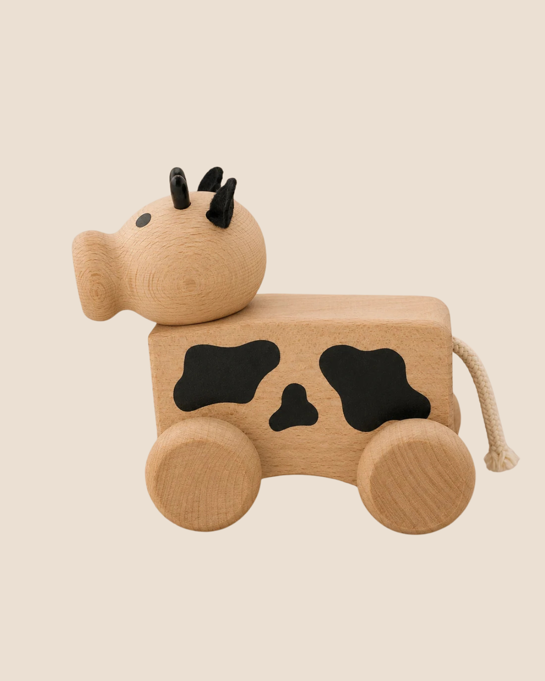 Wooden Pull Along Cow - Maisie by Miva Vacov