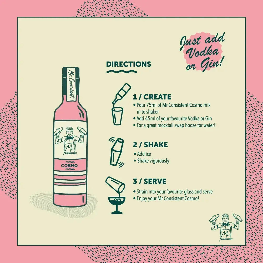 Mr Consistent Cosmo Cocktail Mix - Muswellbrook - Cosmopolitan Cocktail Recipe