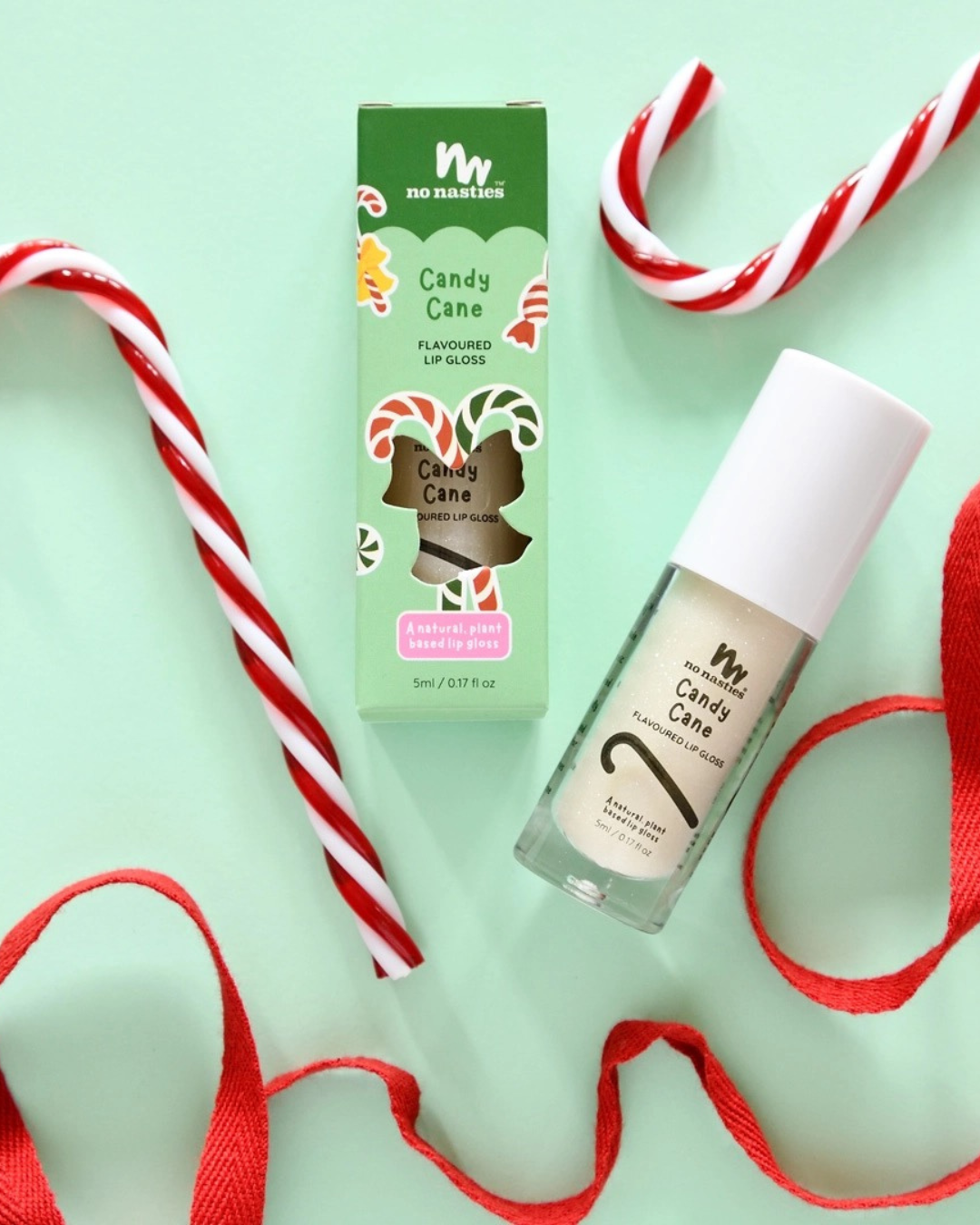 Natural Kids Lip Gloss Wands - Candy Cane by No Nasties 