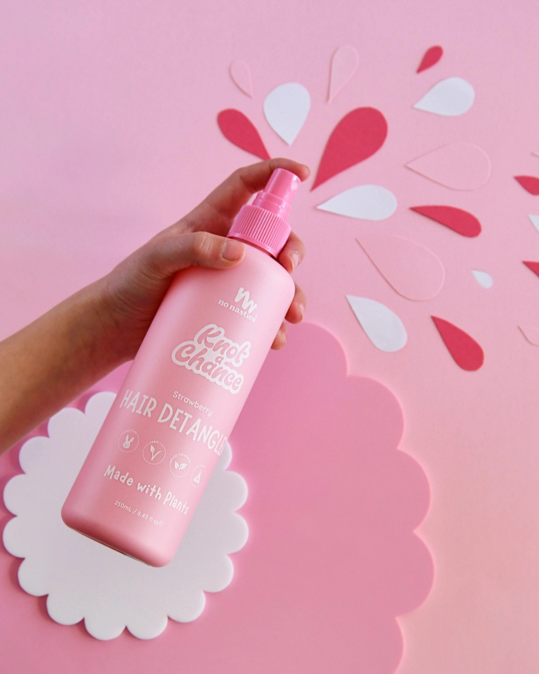 Natural Plant Based Hair Detangler in Strawberry by No Nasties 