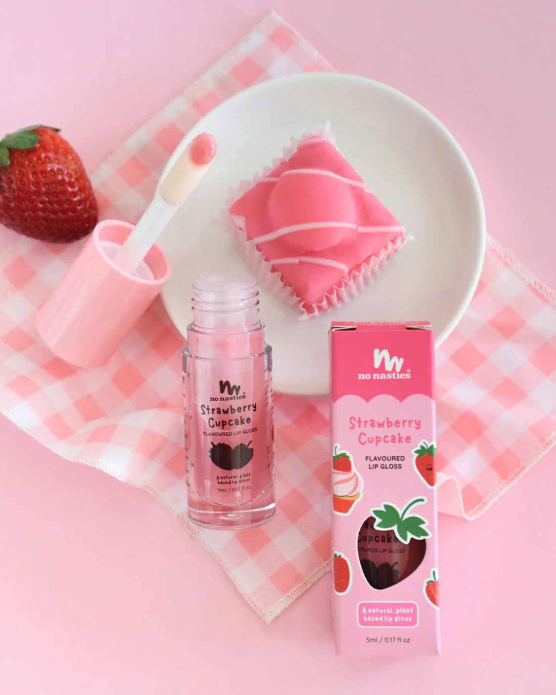 Natural Kids Lip Gloss Wands - Strawberry Cupcake by No Nasties