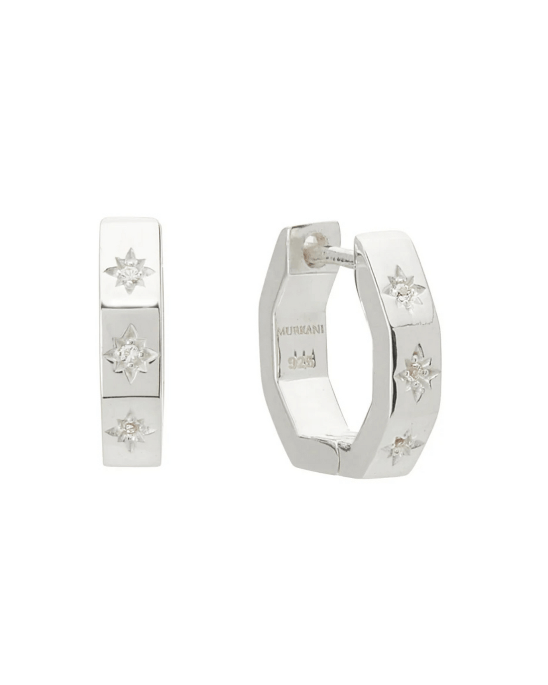 12mm Octagonal Huggies - White Topaz (Silver) Murkani