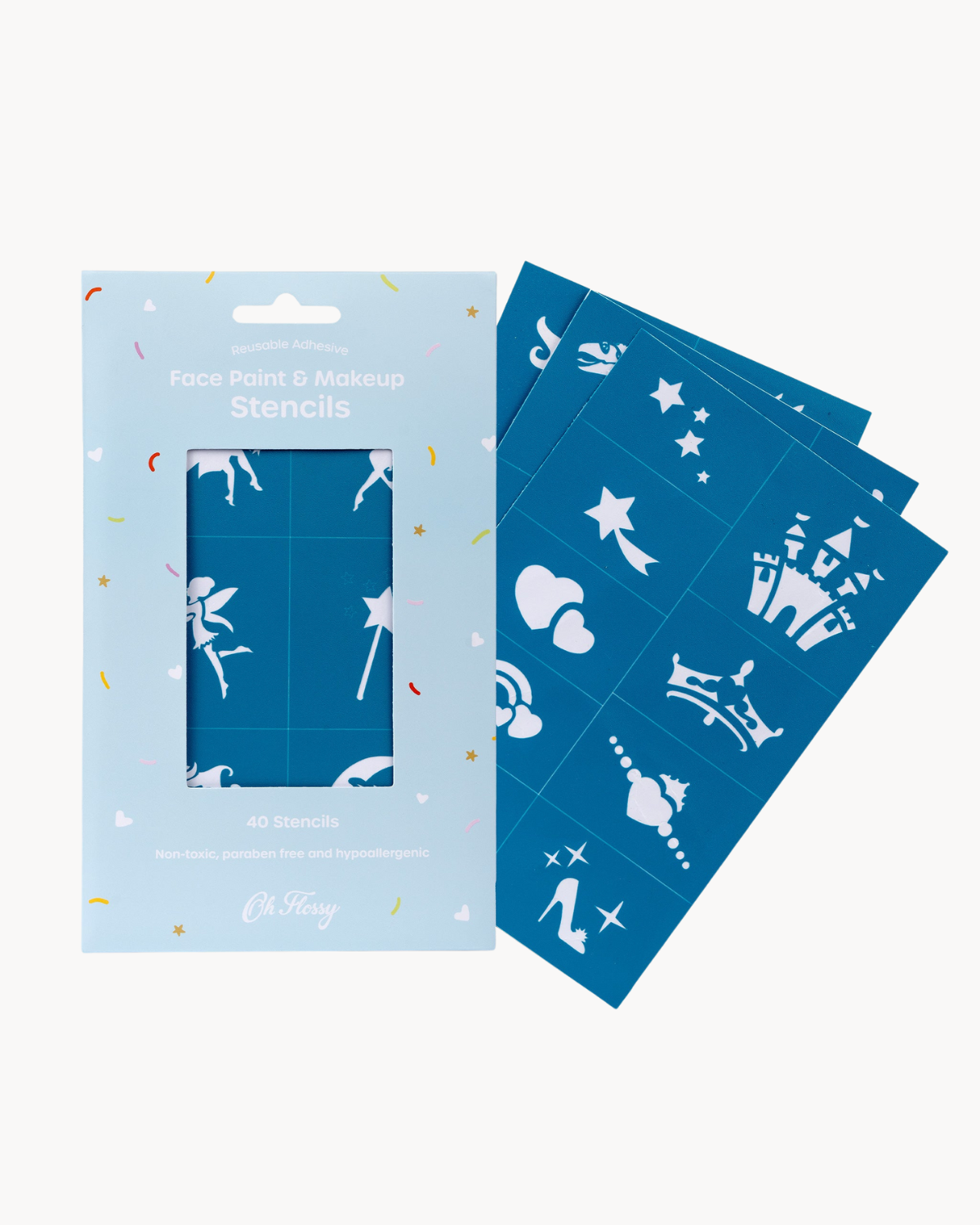 Oh Flossy Reusable Adhesive Face Paint Makeup Stencils