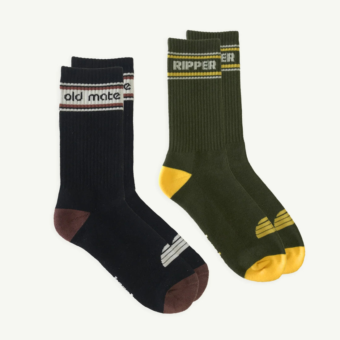 Banabae Old Mate and Ripper Organic Cotton Crew Sock Mens Sock Pack
