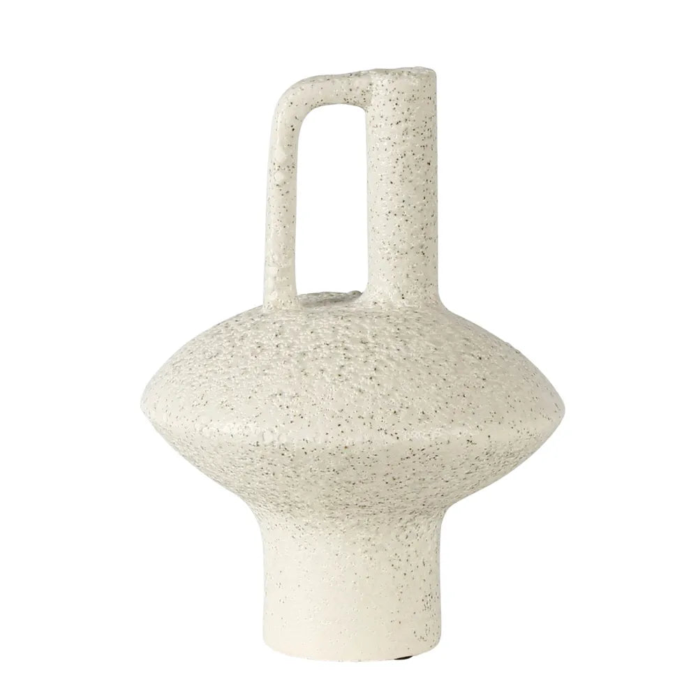Omm Vessel - White (Small) - White Textured Vase