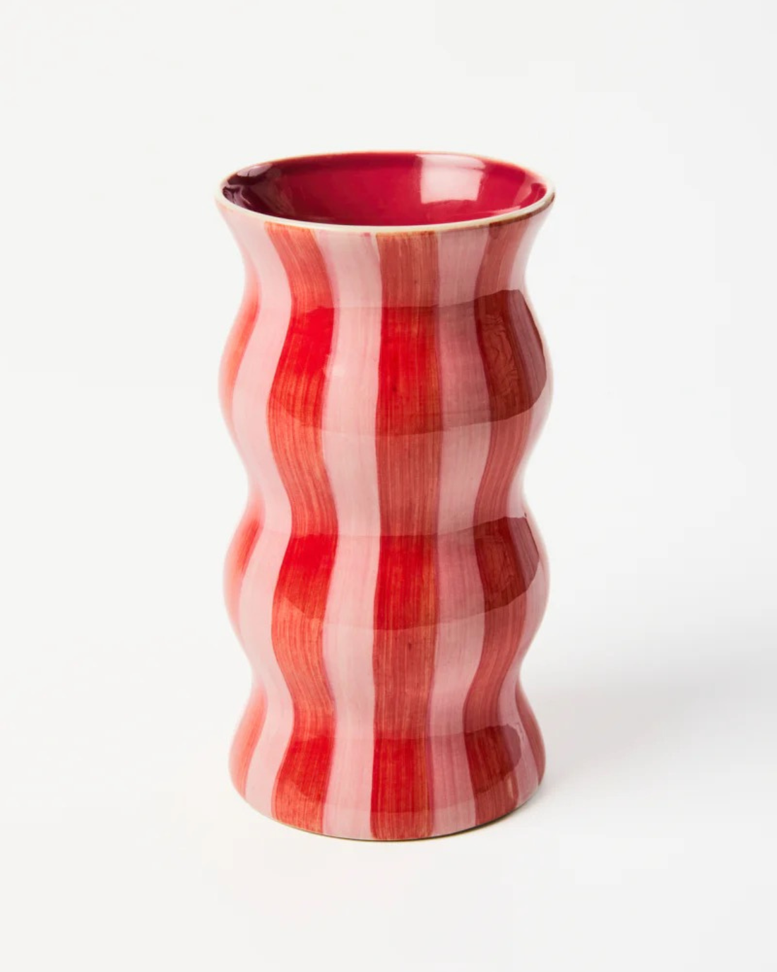 Palma Red Pink Stripe Vase by Jones &amp; Co 