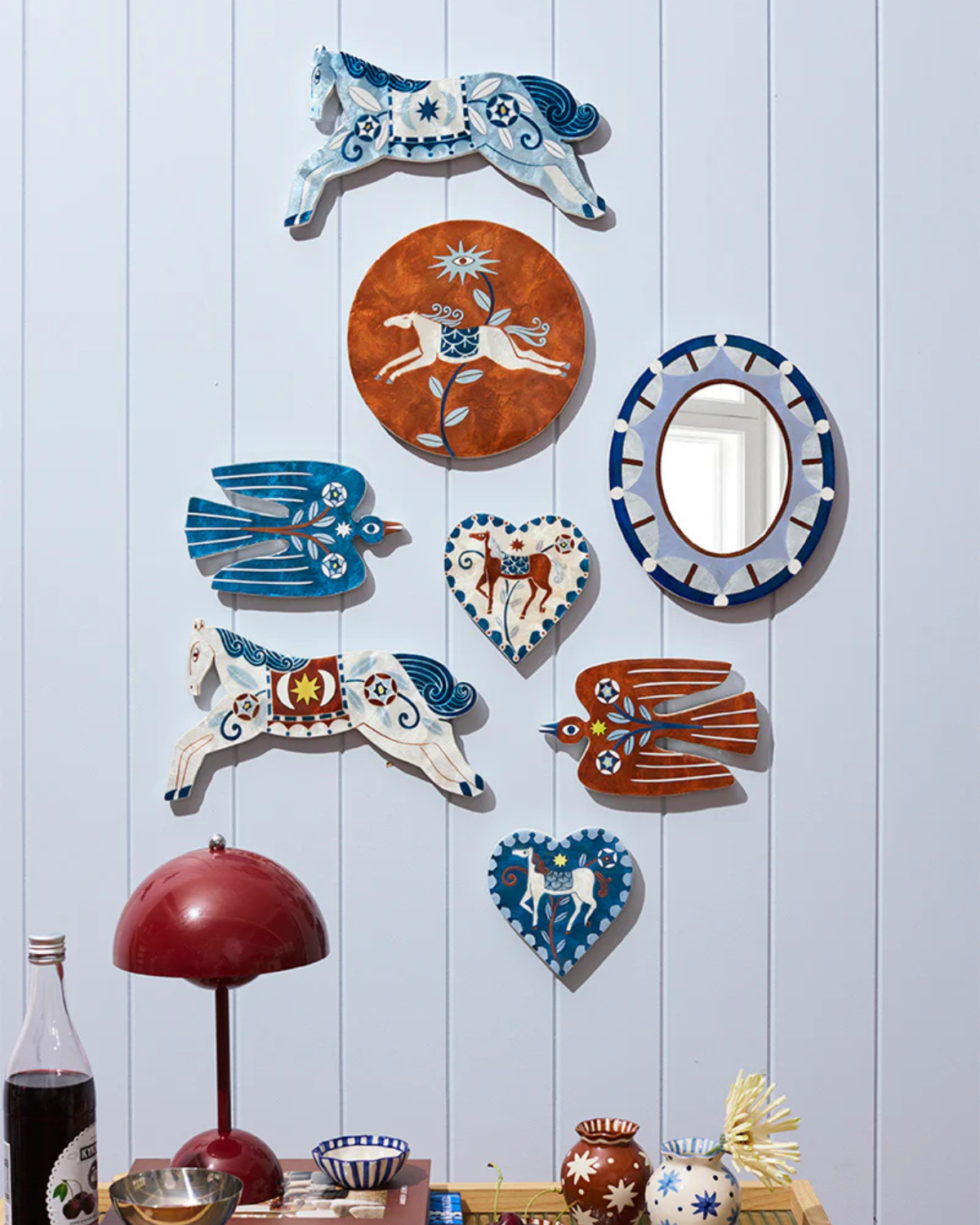 Paloma Wall Art Tile - Blue Horse by Jones &amp; Co