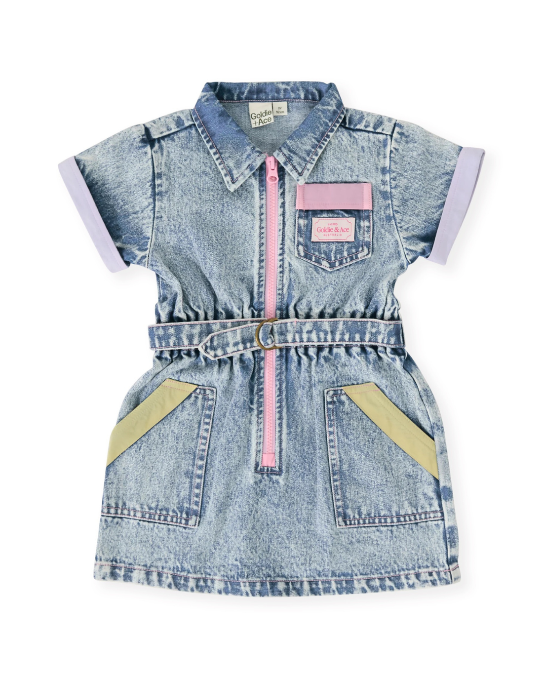 Goldie + Ace - Pastel Pop Piper Denim Belted Dress