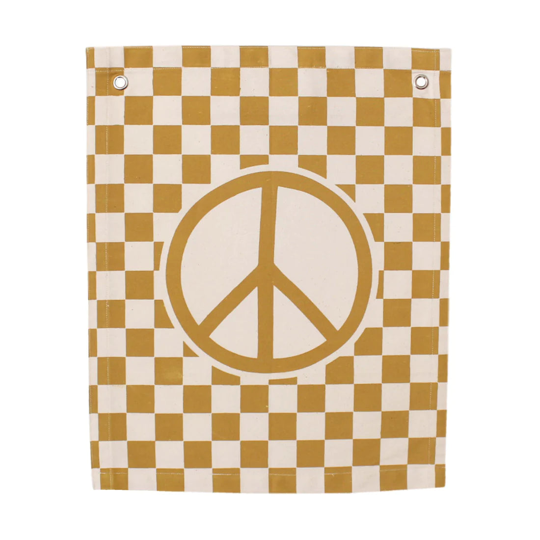 Imani Collective &quot;Checkered Peace Sign&quot; Canvas Wall Banner