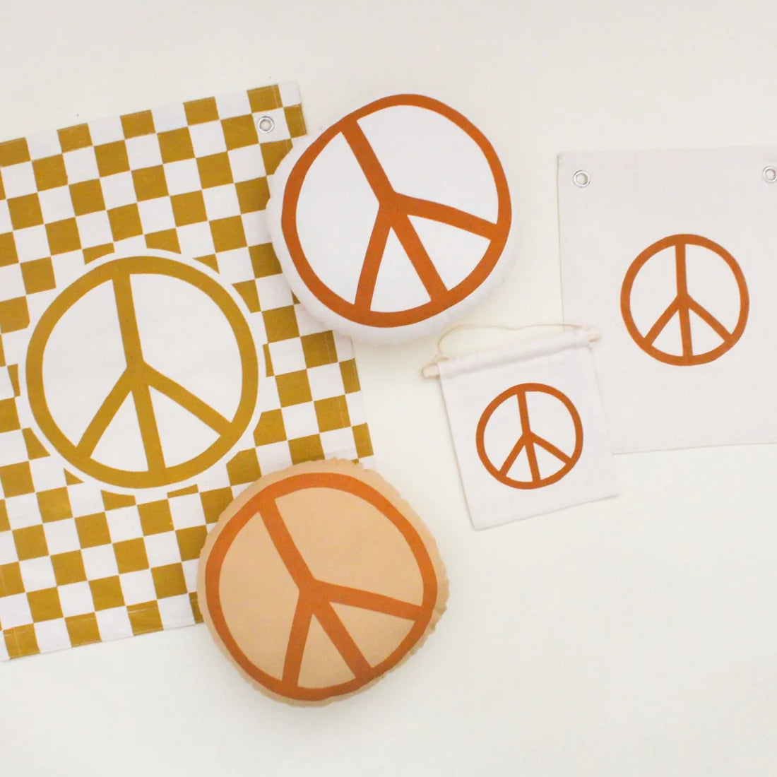 Imani Collective &quot;Checkered Peace Sign&quot; Canvas Wall Banner