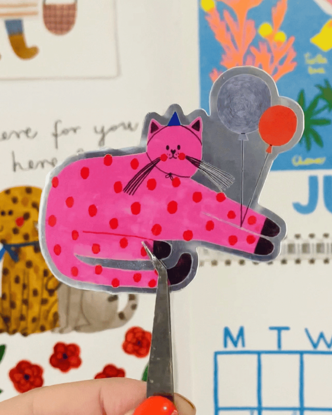 Pink Cat Holo Sticker by Daria Solak Illustrations