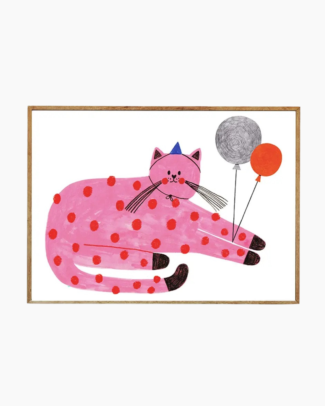 Pink Cat - Wall Art Print by Daria Solak Illustrations