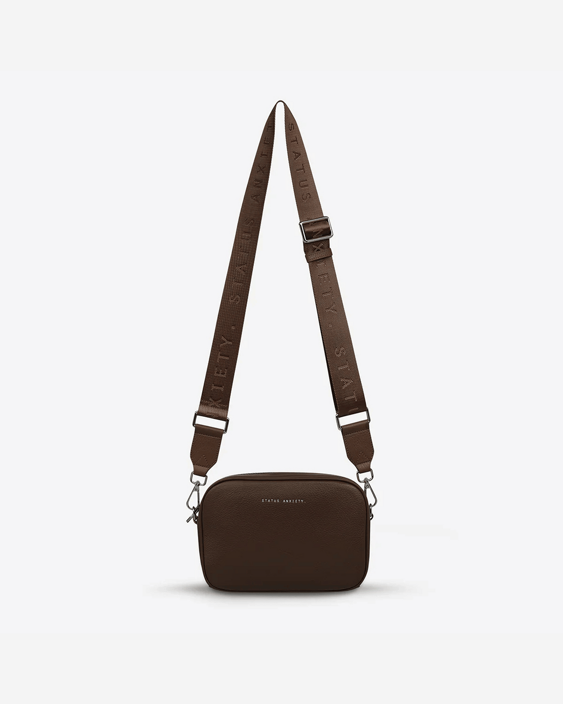 Status Anxiety Plunder Cross Body Bag With Webbed Strap - Cocoa 