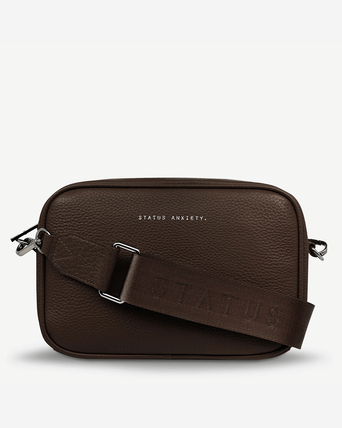 Status Anxiety Plunder Cross Body Bag With Webbed Strap - Cocoa 