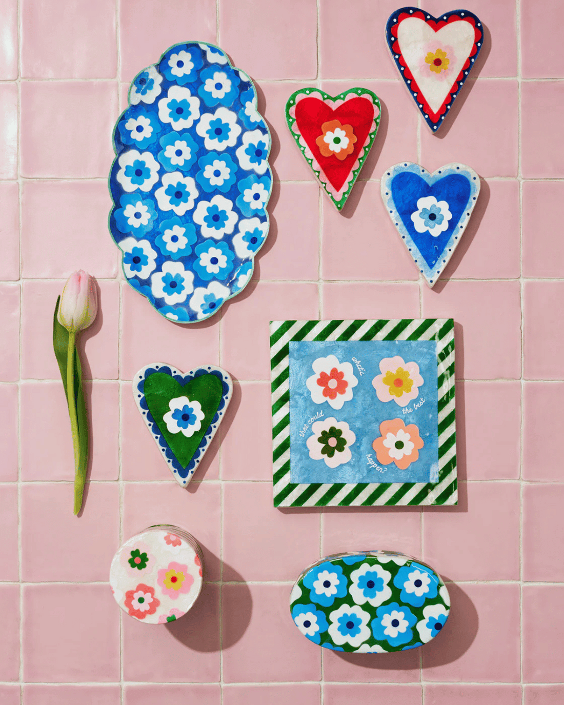 Kip &amp; Co Poppy Green Heart Wall Tile