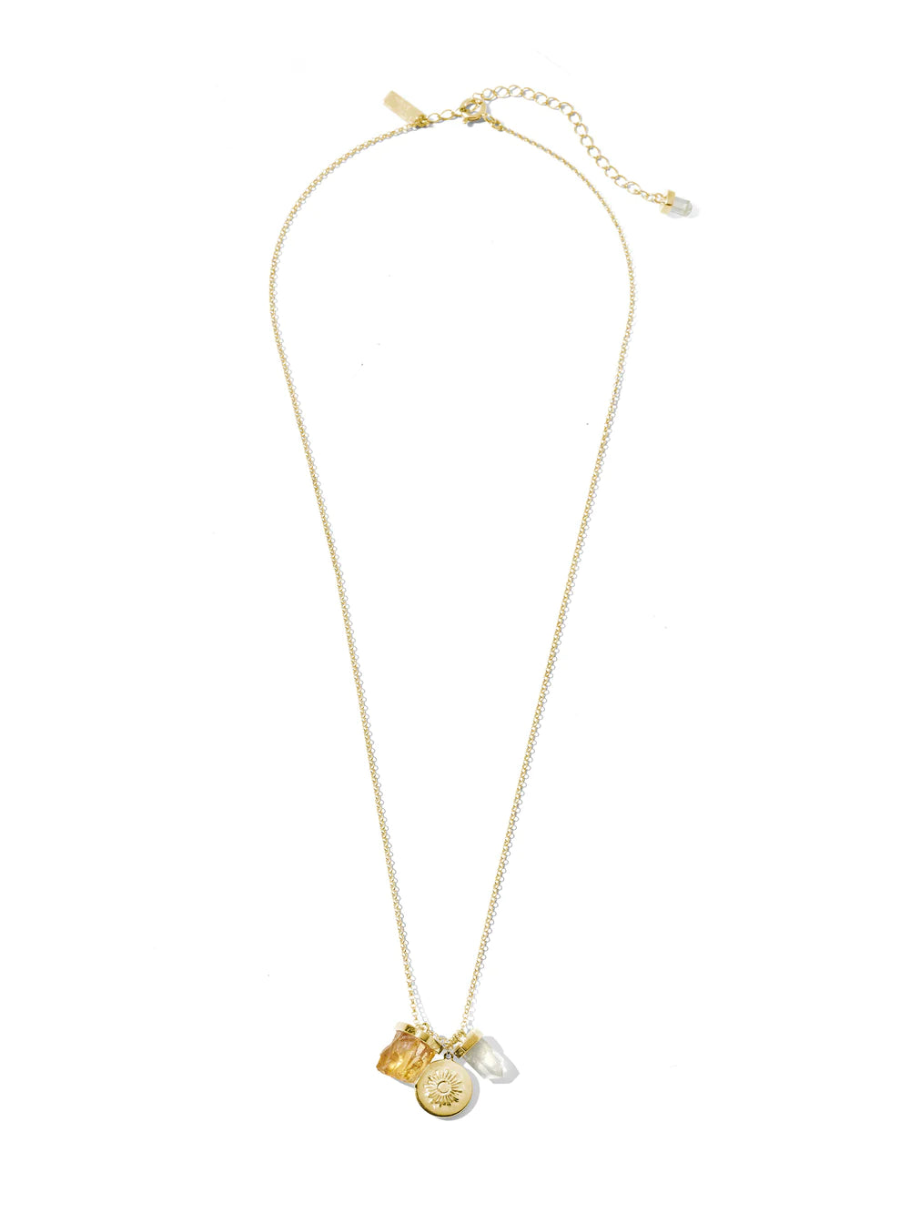 Krystle Knight Jewellery Prosperity Necklace - Citrine, Clear Quartz + Sun (Gold)