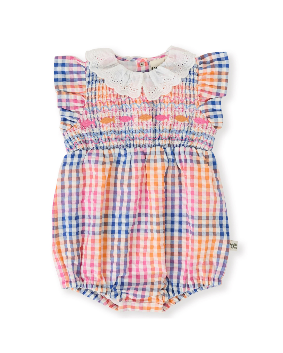 Goldie + Ace - Rainbow Gingham Lani Smocked Romper