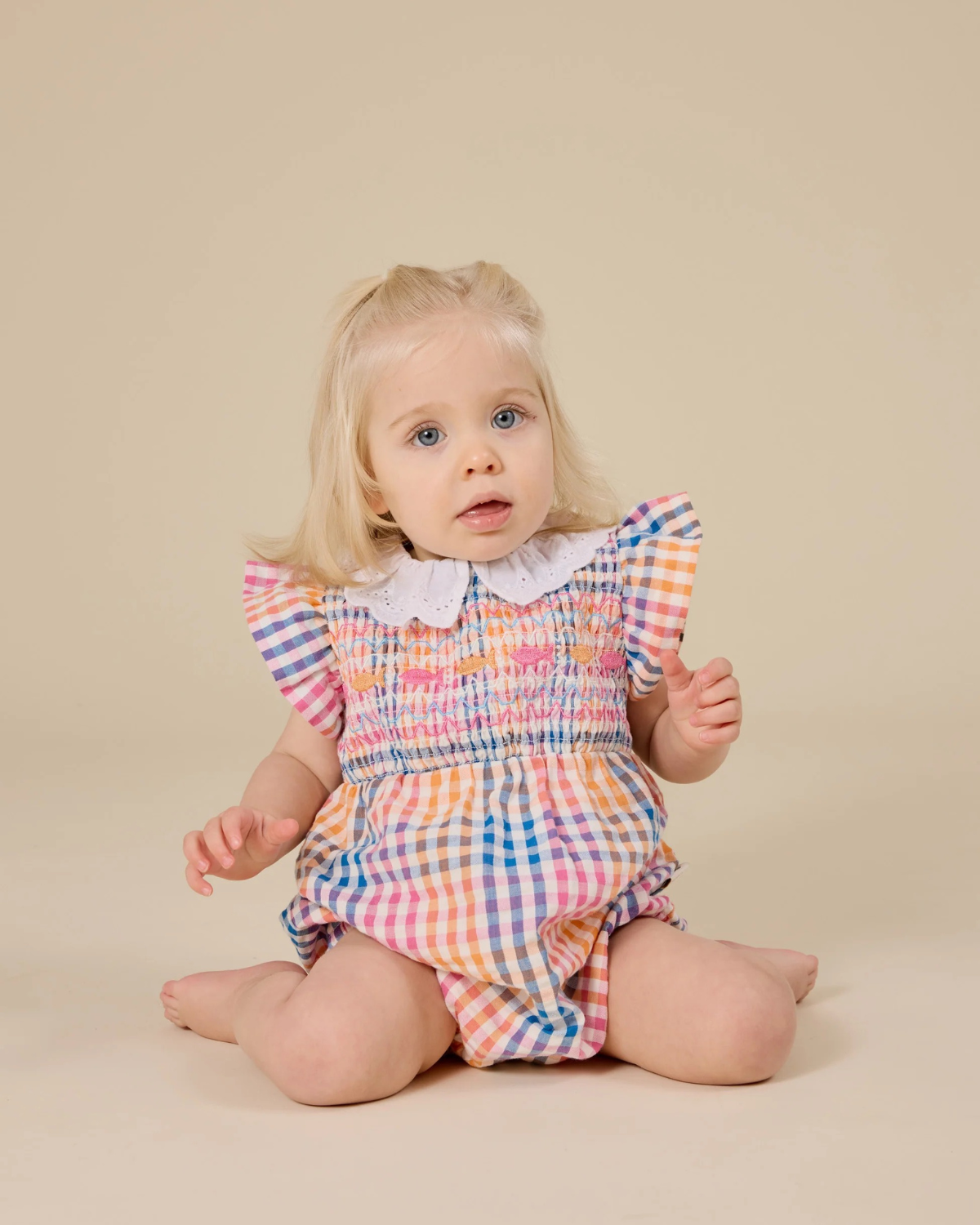 Goldie + Ace - Rainbow Gingham Lani Smocked Romper 