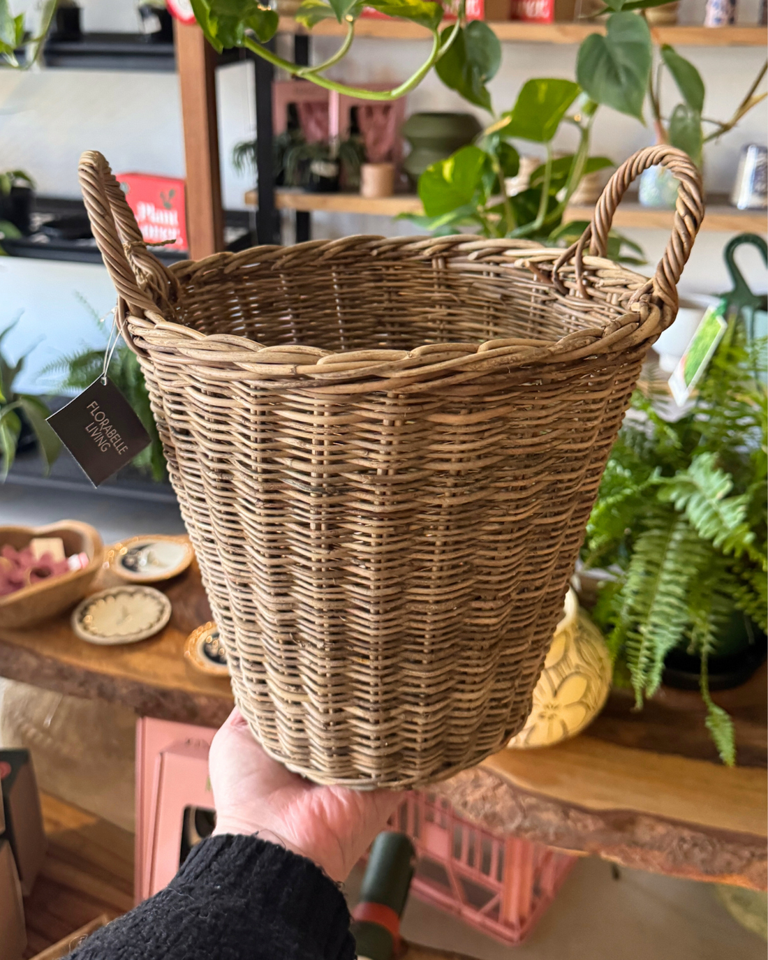 Rattan Basket Planter - Small