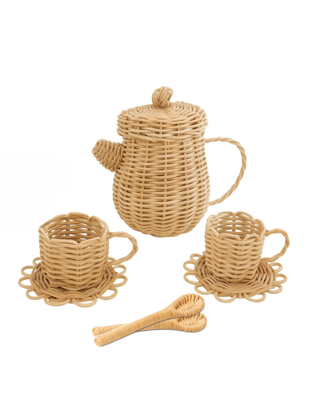 Rattan Toy Tea Set - Flower 